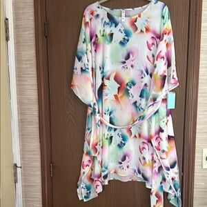 Floral Multicolor Resort wear Asymmetrical Dress/Coverup